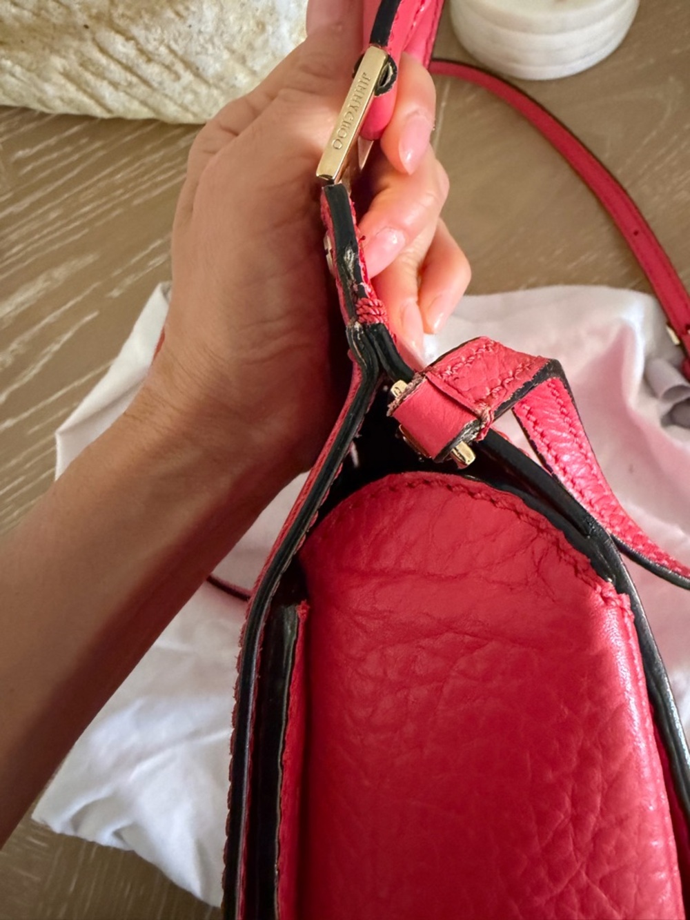 Jimmy Choo Hot Pink Leather Top-Handle Crossbody - Picture 13 of 16